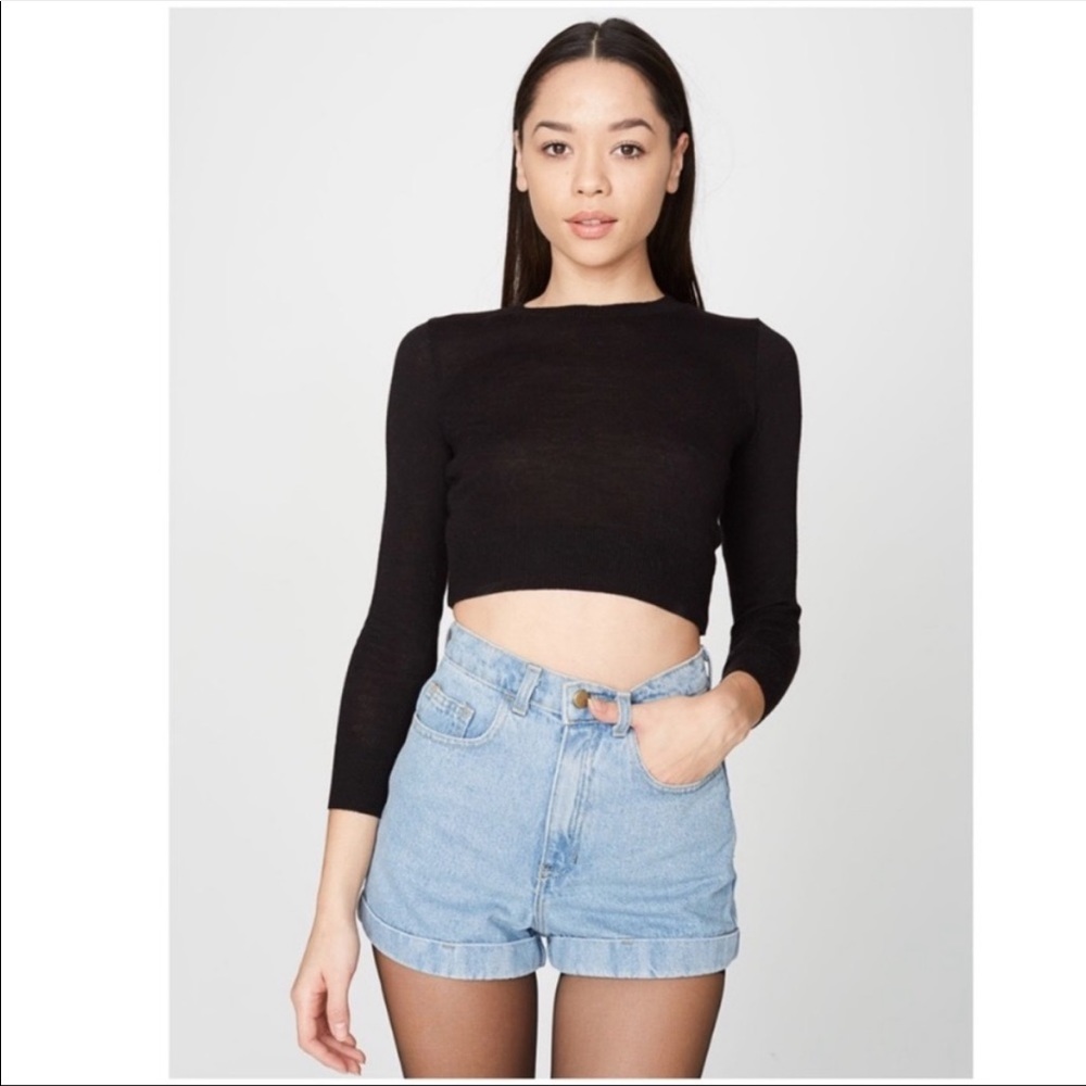 American Apparel High Rise Cuffed Jean Shorts - Picture 6 of 9